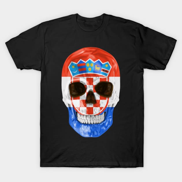 Croatia Flag Skull - Gift for Croatian With Roots From Croatia T-Shirt by Country Flags